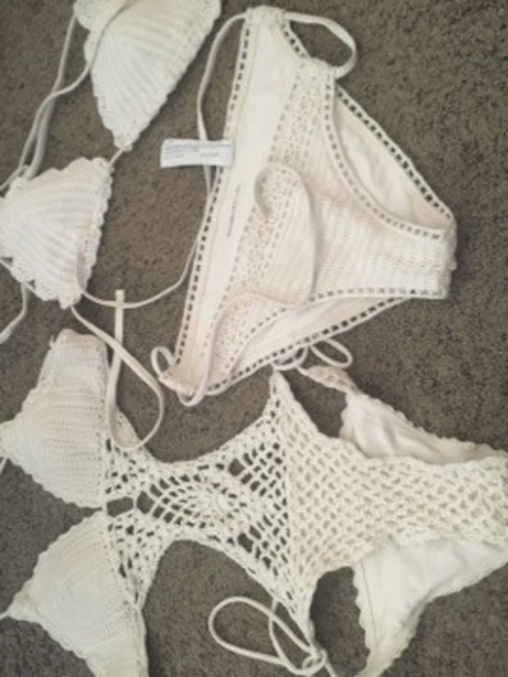 Abercrombie & Fitch Cream Crochet Swim Suits